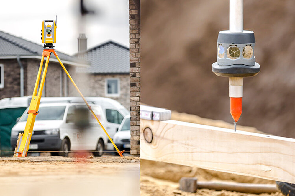 Gebäudeabsteckungen auf einer Baustelle